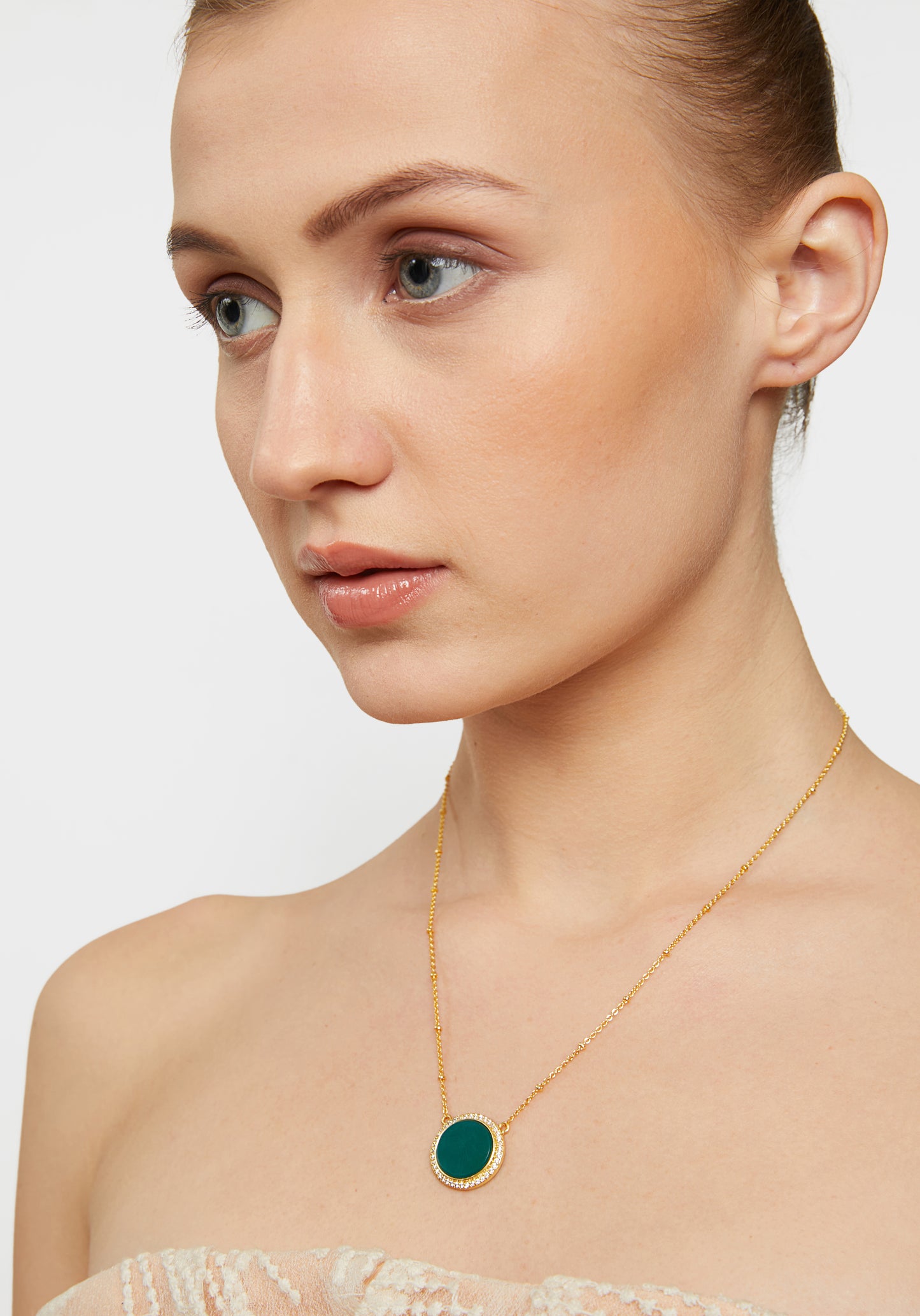 the power of green round statement necklace