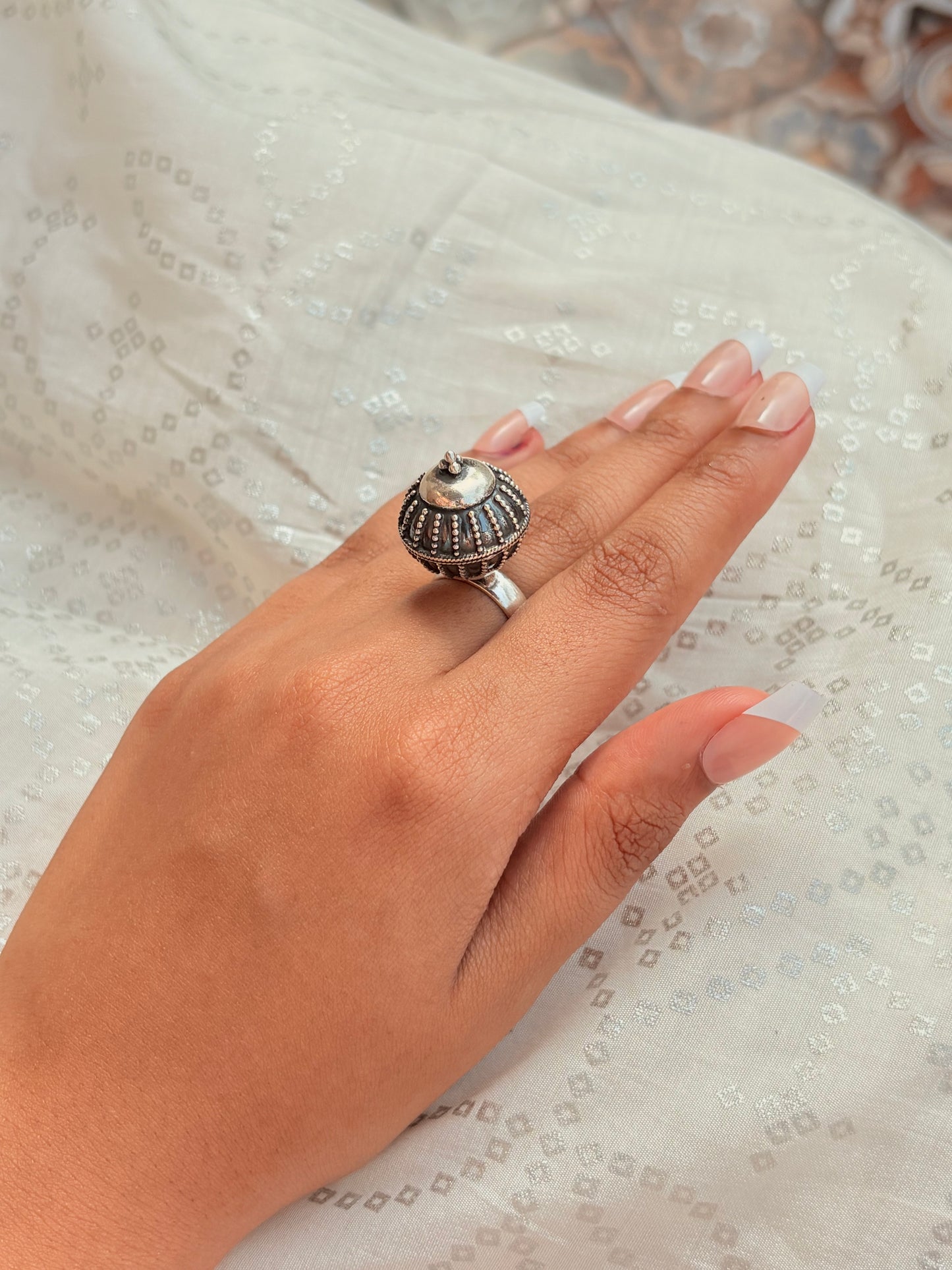 Oxidised Silver Statement Ring