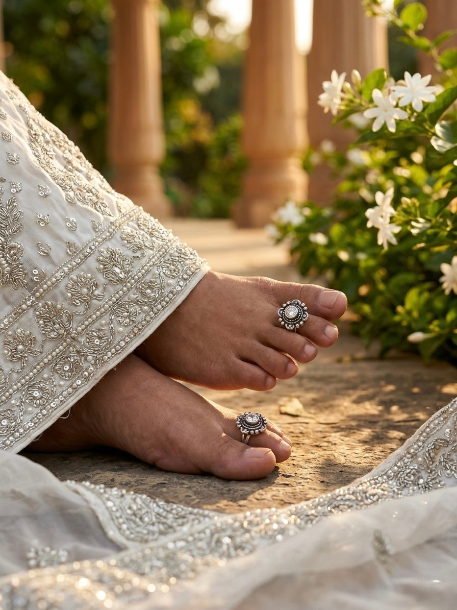 sunfloral sterling silver cz toe ring