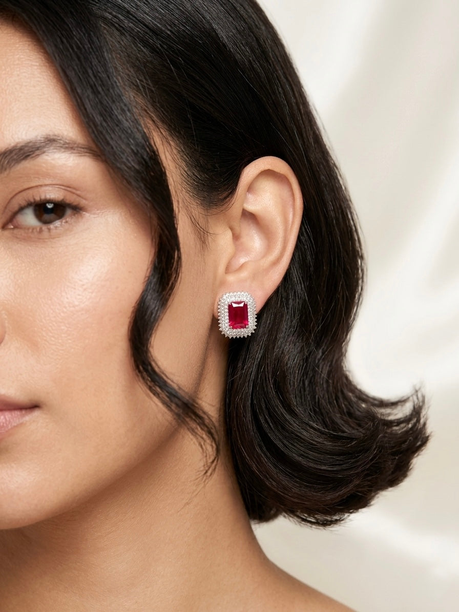 Ruby Red Majesty Studs – Statement Earrings