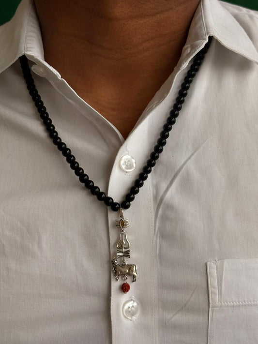 Rudraksh with black bead Pendant