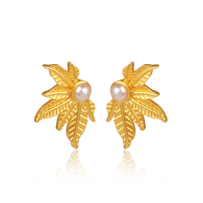 The modern girl's bold and beautiful golden pearl earrings.