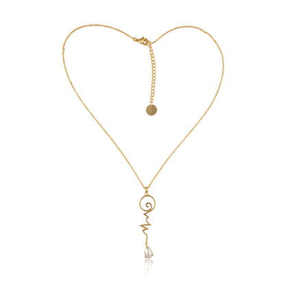 the beating hearts pearl golden necklace