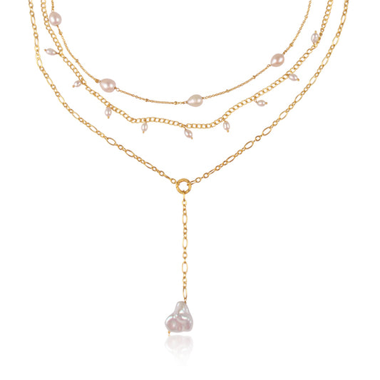 the showstopper pearl and gold necklace