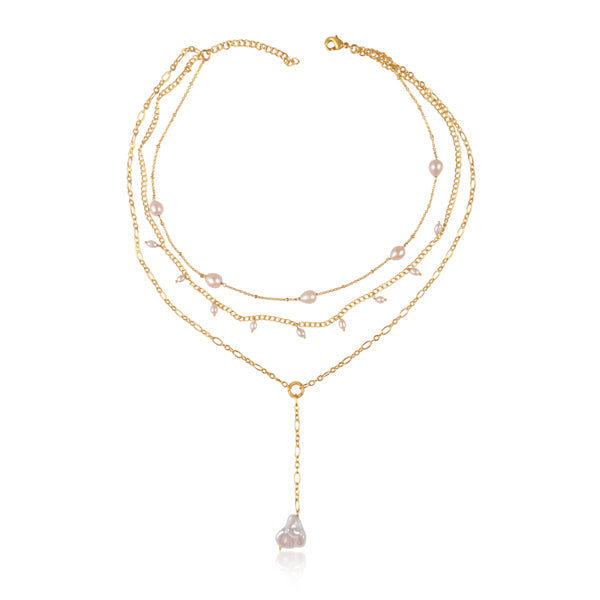 the showstopper pearl and gold necklace
