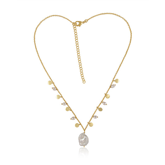 an elegant delight golden pearl necklace