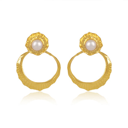 A glimmer of shimmer embelished golden earrings.