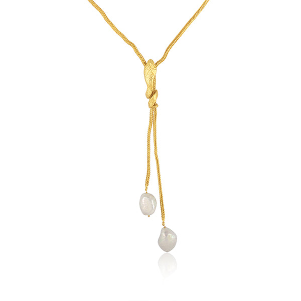 the sleek dazzling golden pearl necklace
