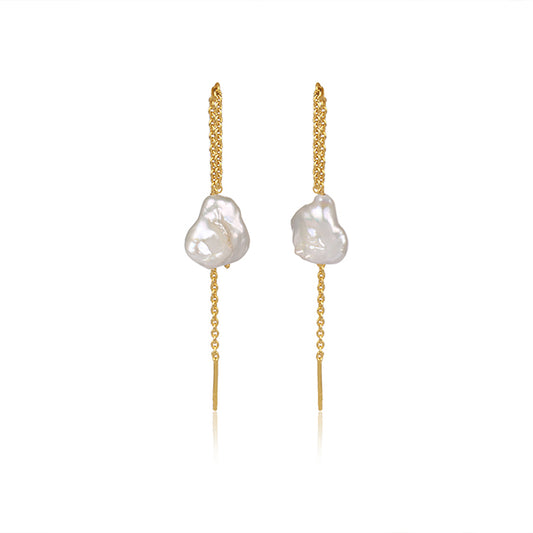 a divine allure golden pearl earrings.