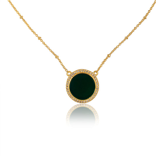 the power of green round statement necklace