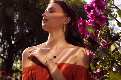 the power of green round statement necklace
