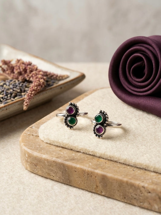 forever the style dual colour silver toe rings