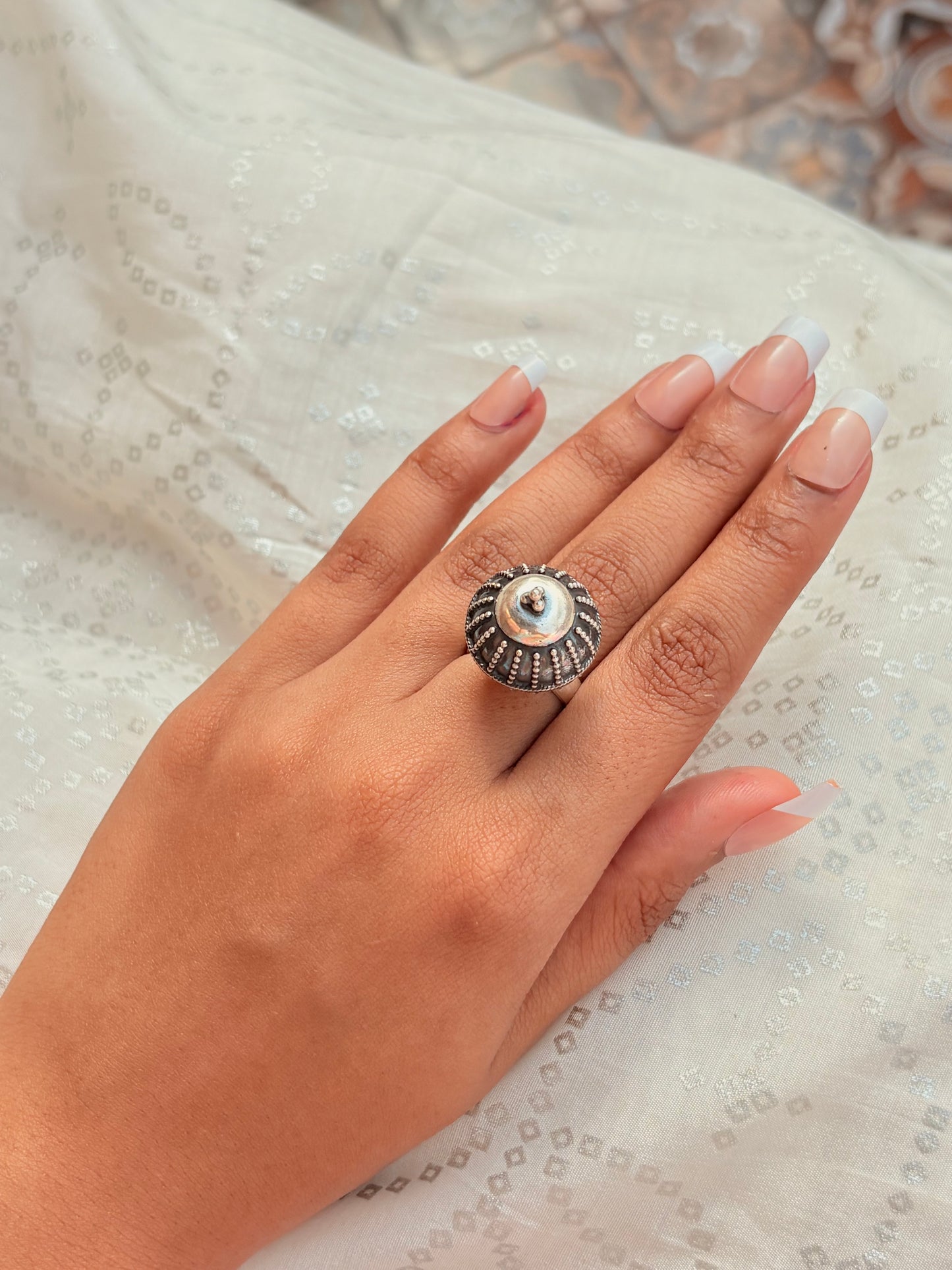 Oxidised Silver Statement Ring