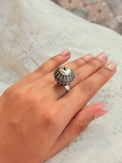 Oxidised Silver Statement Ring