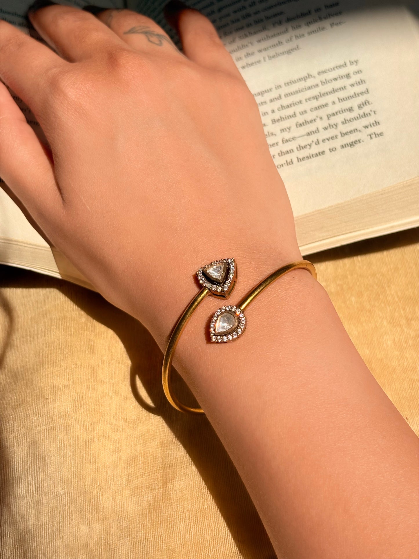 he Dual Gemstone Open Bangle