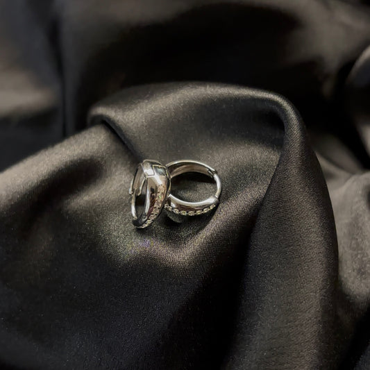 Silver Cubic Zirconia (CZ) Huggie Hoop Earrings.