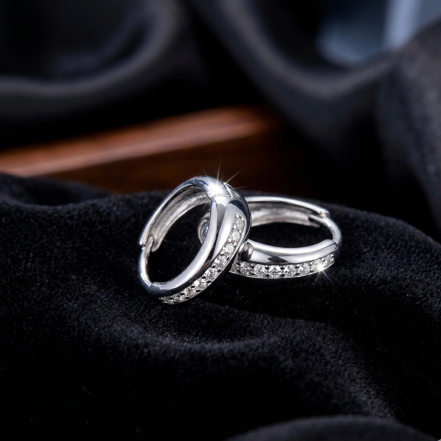 Silver Cubic Zirconia (CZ) Huggie Hoop Earrings.