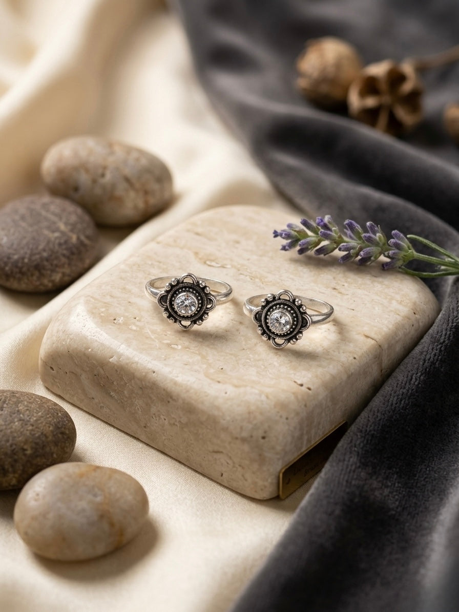 sunfloral sterling silver cz toe ring
