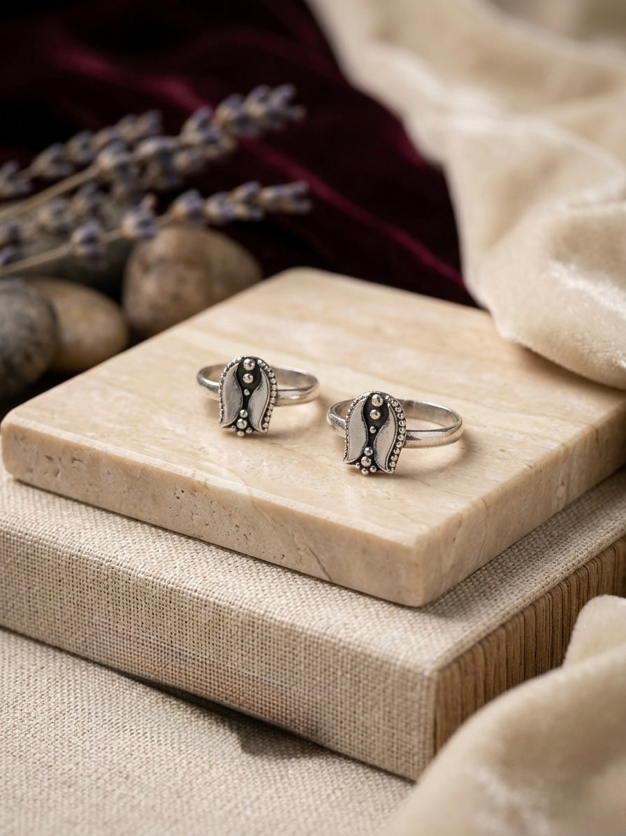Two Way Petals Sterling Silver Toe Rings