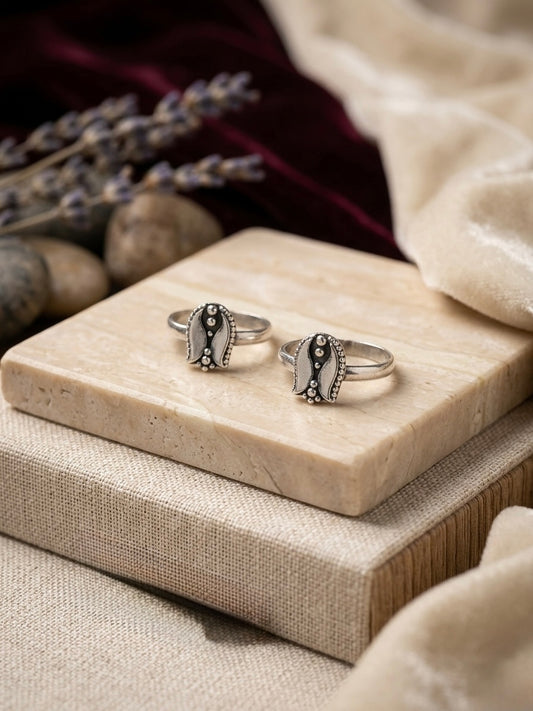 Two Way Petals Sterling Silver Toe Rings