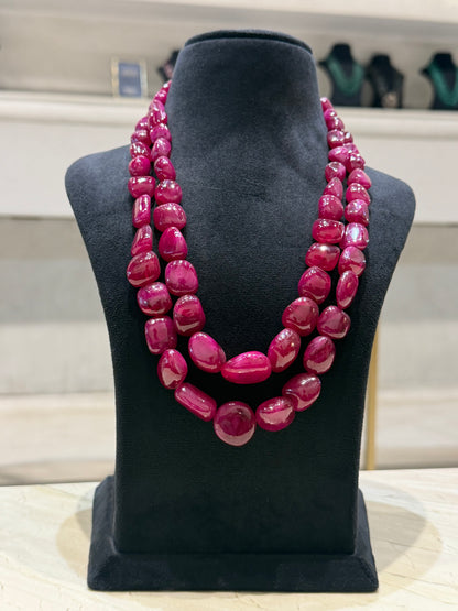 Ruby Royale – Double-Strand Statement Necklace