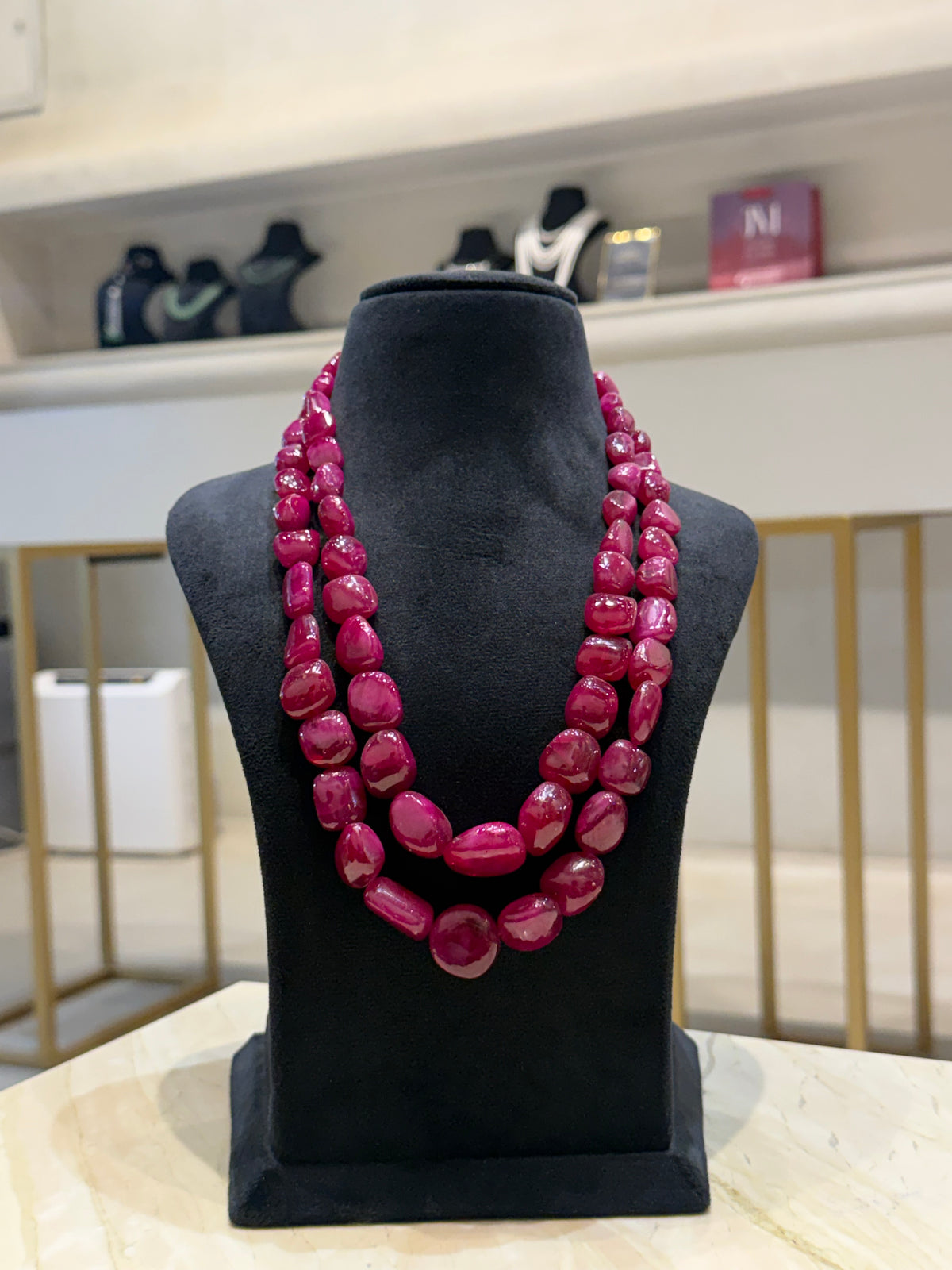 Ruby Royale – Double-Strand Statement Necklace