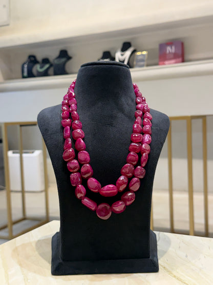 Ruby Royale – Double-Strand Statement Necklace