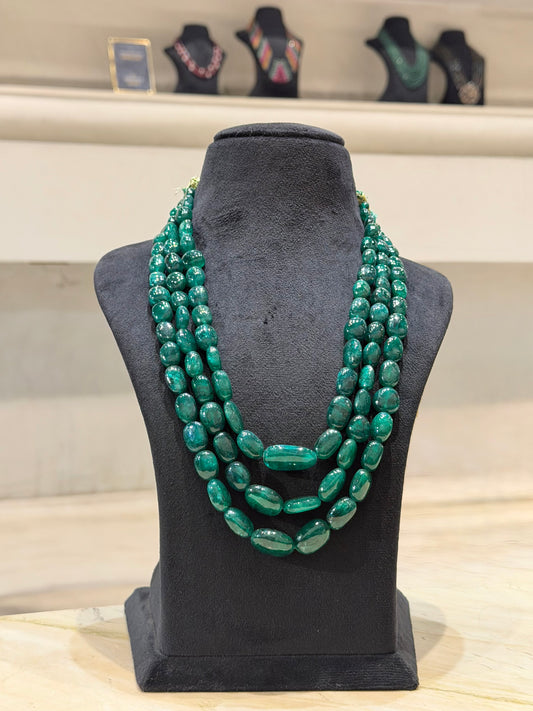 Emerald Cascade – Three-Strand Gemstone Necklace