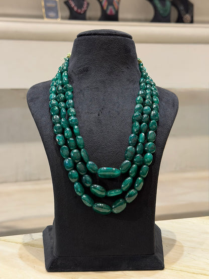 Emerald Cascade – Three-Strand Gemstone Necklace