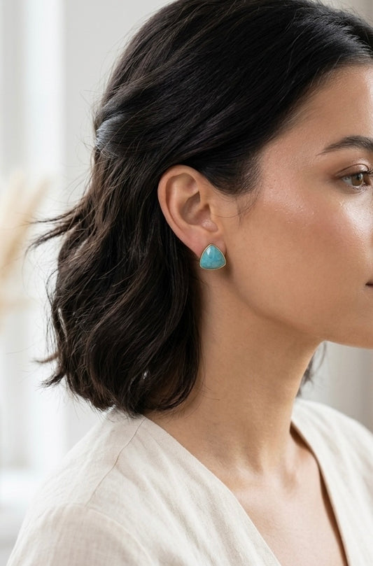 Azure Peak Studs – Faceted Turquoise Stone Earrings