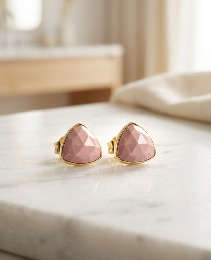 Blush Peak Studs – Faceted Pink Stone Earrings