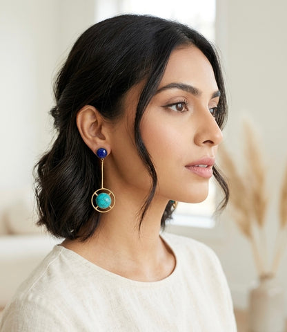Azure Orbit Earrings – Gold-Plated Turquoise Statement Drops