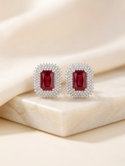 Ruby Red Majesty Studs – Statement Earrings