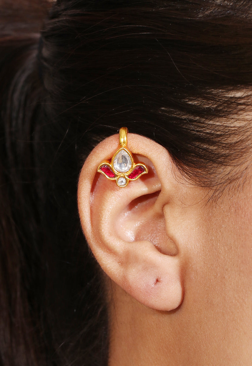 Pink Pop Silver Ear Cuff
