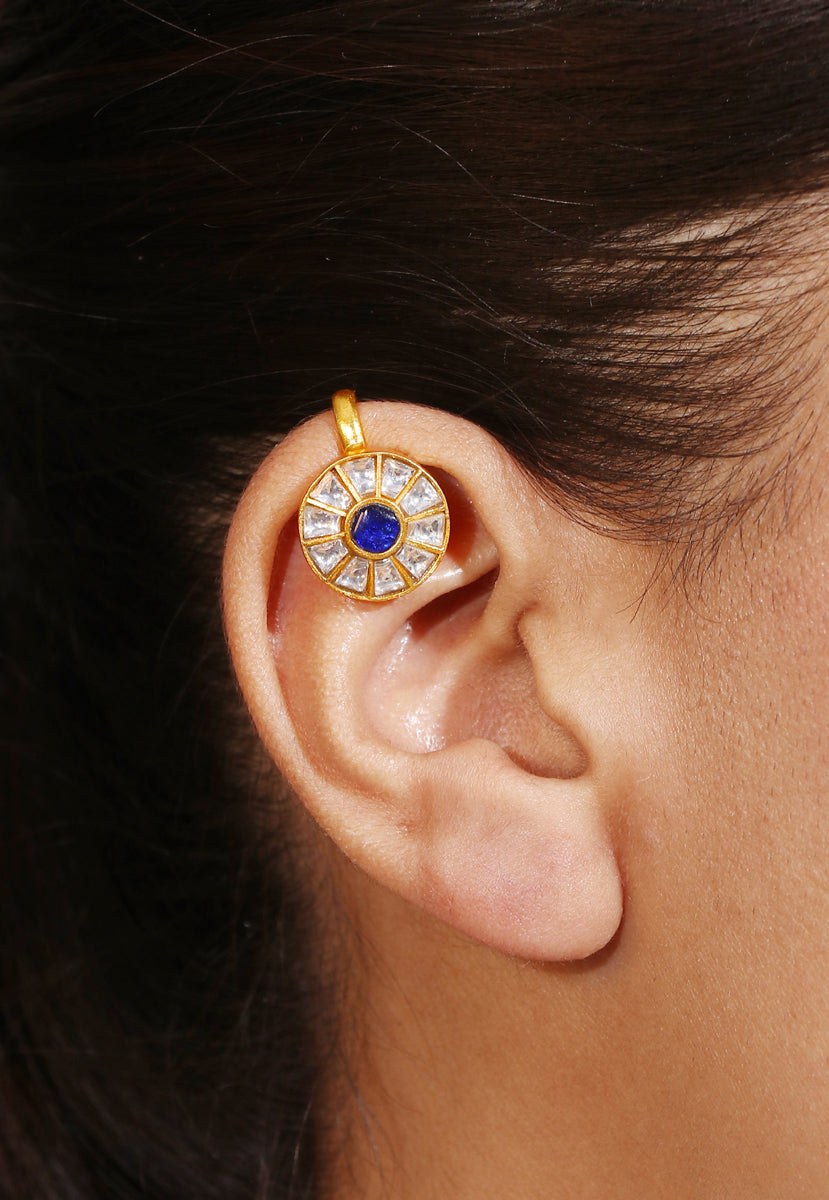 Aasmani Rajwada Silver Ear Cuff