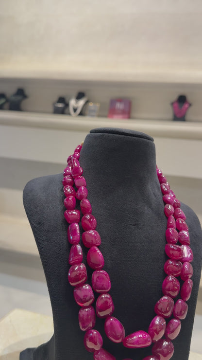 Ruby Royale – Double-Strand Statement Necklace
