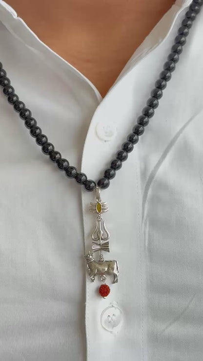 Rudraksh with black bead Pendant